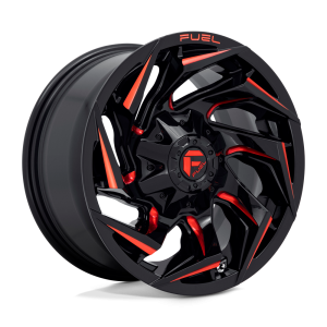 17" FUEL WHEELS D755 REACTION GLOSS BLACK WITH RED MILLING CROSSOVER RIMS
