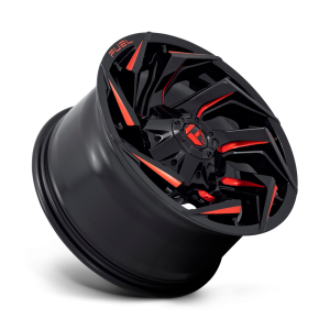 17" FUEL WHEELS D755 REACTION GLOSS BLACK WITH RED MILLING CROSSOVER RIMS - Image 2
