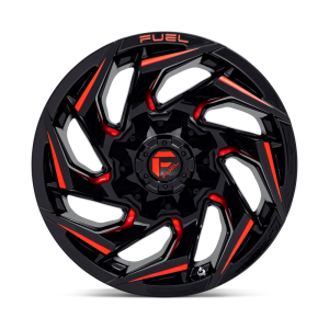 17" FUEL WHEELS D755 REACTION GLOSS BLACK WITH RED MILLING CROSSOVER RIMS - Image 3