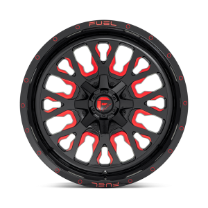 17" FUEL WHEELS D612 STROKE GLOSS BLACK WITH CANDY RED OFF-ROAD RIMS - Image 3