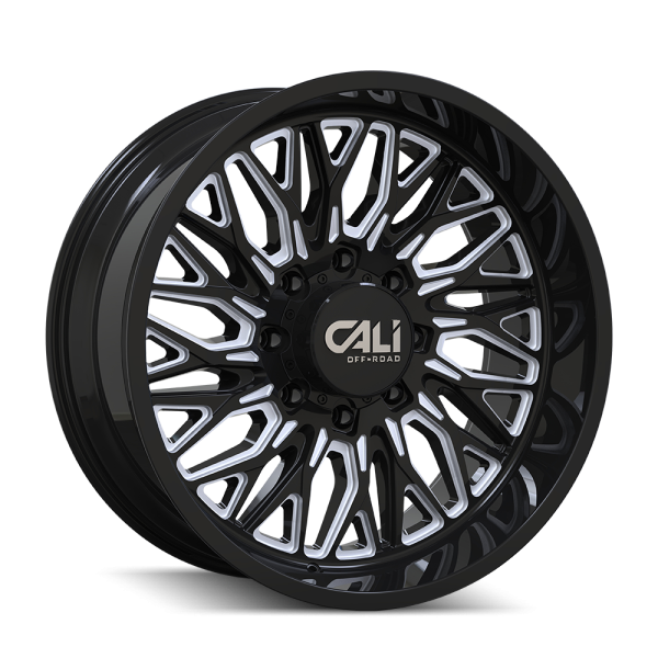 Crushed9118GB 22" CALI WHEELS CRUSHER 9118 GLOSS BLACK W/MILLED SPOKES FINISH RIMS