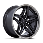 20" ASANTI BLACK LABEL WHEELS DUKE SATIN BLACK WITH DDT LIP FINISH RIMS