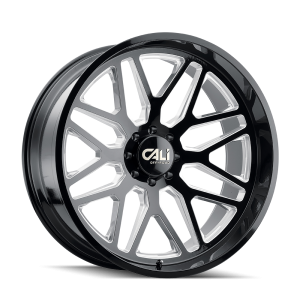 20" CALI WHEELS INVADER 9115 GLOSS BLACK MILLED SPOKES FINISH RIMS