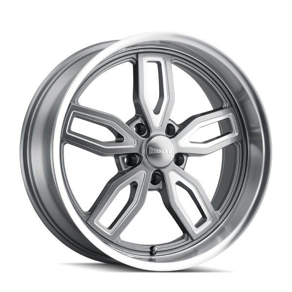 RIDLER608G1-1 20" RIDLER WHEELS 608 GREY WITH MILLED SPOKES AND DIAMOND LIP RIMS