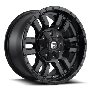 18" FUEL WHEELS D596 SLEDGE MATTE BLACK WITH GLOSS BLACK LIP OFF-ROAD RIMS