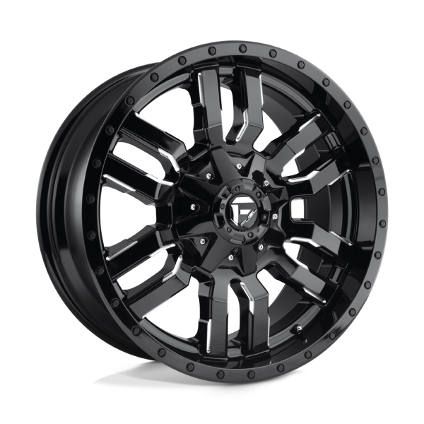 18" FUEL WHEELS D595 SLEDGE GLOSS BLACK MILLED OFF-ROAD RIMS