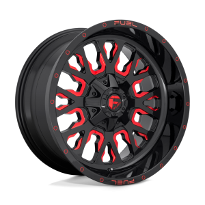 18" FUEL WHEELS D612 STROKE GLOSS BLACK WITH CANDY RED OFF-ROAD RIMS
