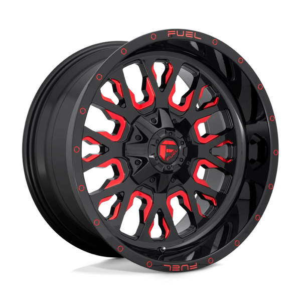 18" FUEL WHEELS D612 STROKE GLOSS BLACK WITH CANDY RED OFF-ROAD RIMS