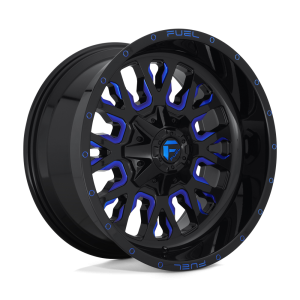 18" FUEL WHEELS D645 STROKE GLOSS BLACK WITH CANDY BLUE OFF-ROAD RIMS
