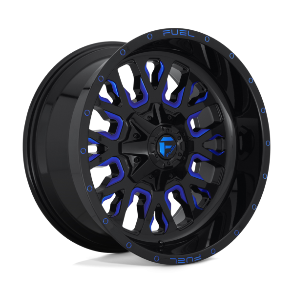 stroke-d645-8lug-20x10-et-18-gloss-blk-n-milled-candy-blue-a1-png 18" FUEL WHEELS D645 STROKE GLOSS BLACK WITH CANDY BLUE OFF-ROAD RIMS