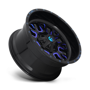 18" FUEL WHEELS D645 STROKE GLOSS BLACK WITH CANDY BLUE OFF-ROAD RIMS - Image 2